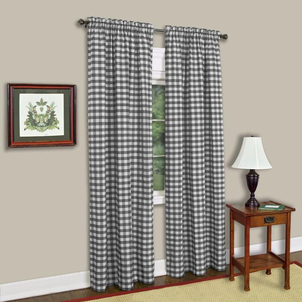 Sweet Home Collection Treatment Kitchen Window Curtain Panel, 84", Black/White